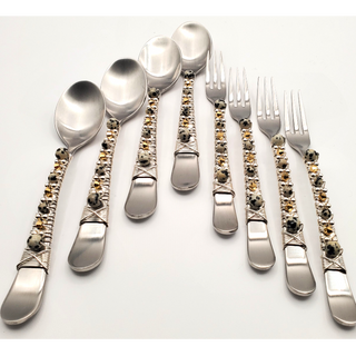 Charcuterie Demitasse Spoons and Cocktail Fork Sets (4 spoons &amp; 4 forks) MATTE