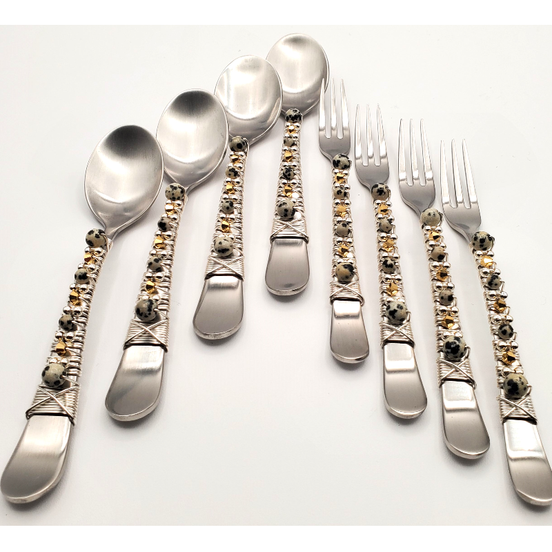 Charcuterie Demitasse Spoons and Cocktail Fork Sets (4 spoons &amp; 4 forks) MATTE Main Image