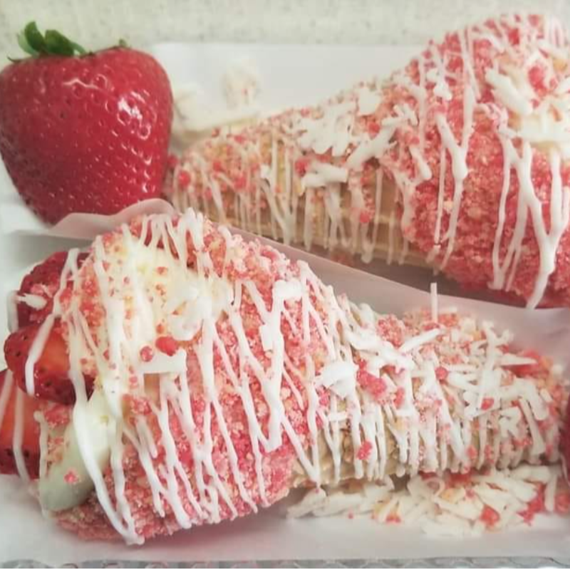 Strawberry Cheesecake crunch filled Waffle cone Main Image