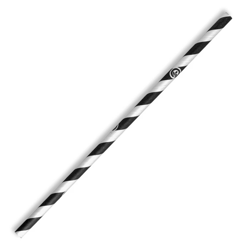 BIO STRAW BLACK STRIPE 6MM X 197MM (SLV)