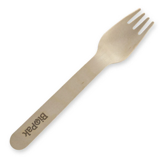 BIO TABLEWARE - 16CM WOODEN FORK (SLV) HY-16F-COATED 