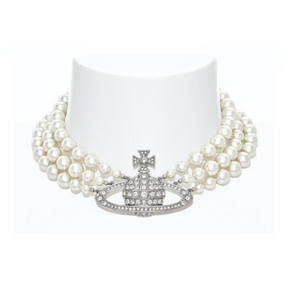 Vivienne Westwood Choker Three Row Pearl Bas Relief