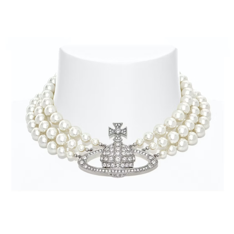 Vivienne Westwood Choker Three Row Pearl Bas Relief Main Image