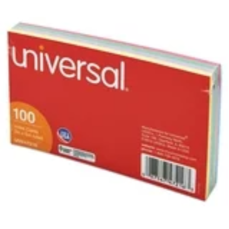 Lined, multi colored index cards