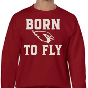 Born to Fly - Red Crew - White Design