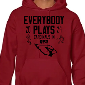 Everybody Plays - Red Hoodie - Black Design
