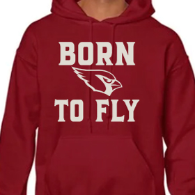 Born to Fly - Red Hoodie - White Design