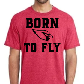 Born to Fly - Red T-Shirt - Black Design