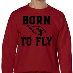 Born to Fly - Red Crew - Black Design