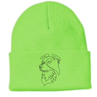 Aurora hat - Neon Green - White outline