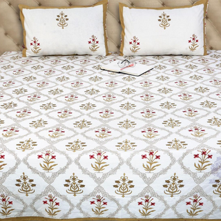 block printed bed sheet
