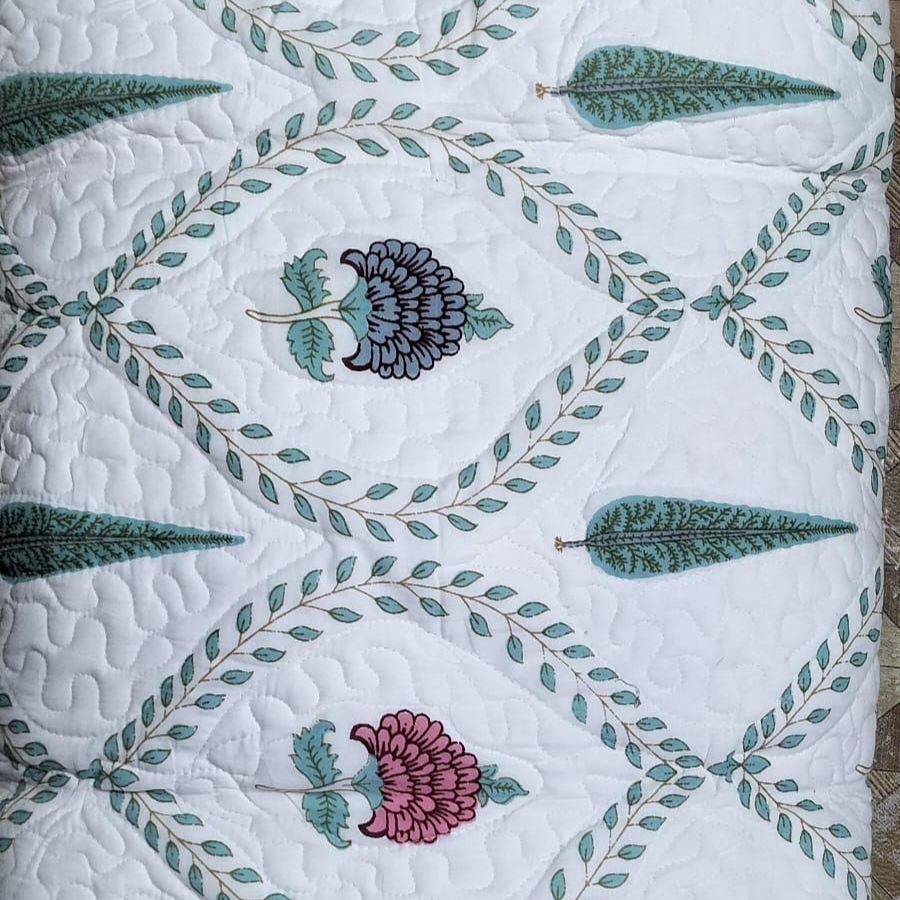 block printed cotton bed cover 100*108 
