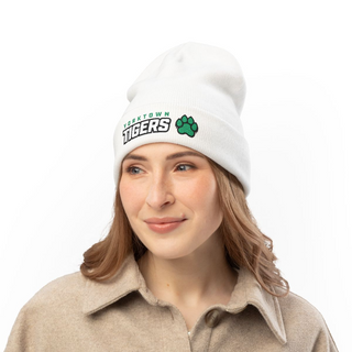 Tiger Embroidered Knit Beanie - White