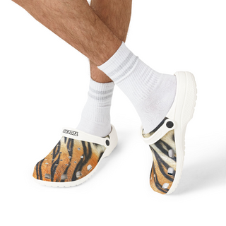 Yorktown Tiger Print White Clog Shoes (Boys/Men) 