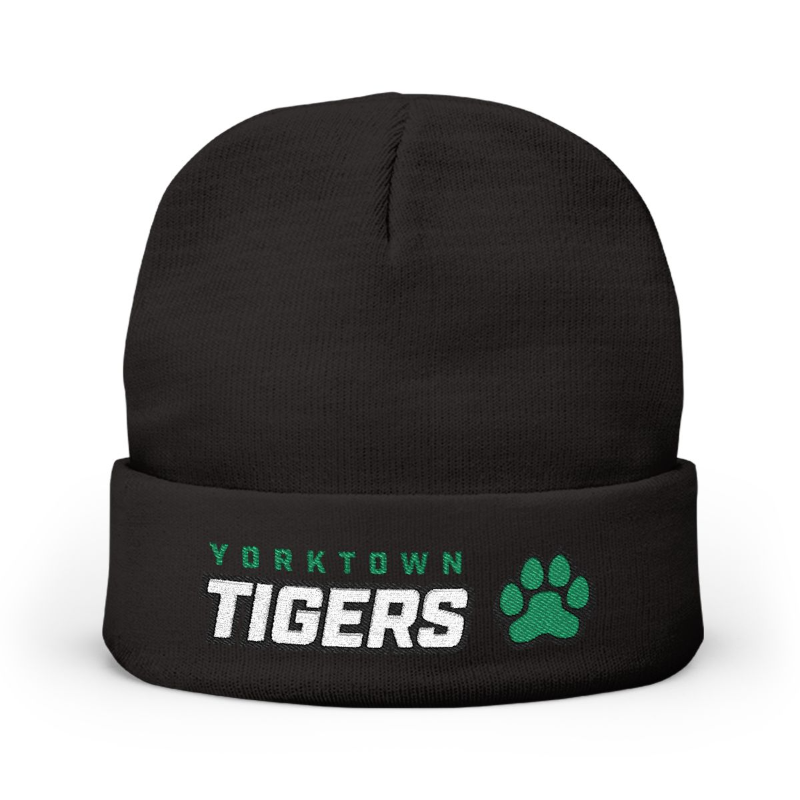 Tiger Embroidered Knit Beanie - Black