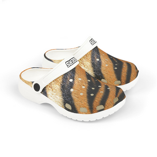 Yorktown Tiger Print White Clog Shoes (Little Kids)