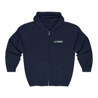 Tiger Logo Embroidered Full Zip Hoodie - Navy Blue (Unisex)