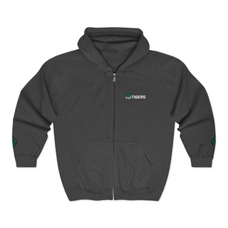 Tiger Logo Embroidered Full Zip Hoodie - Dark Heather (Unisex)