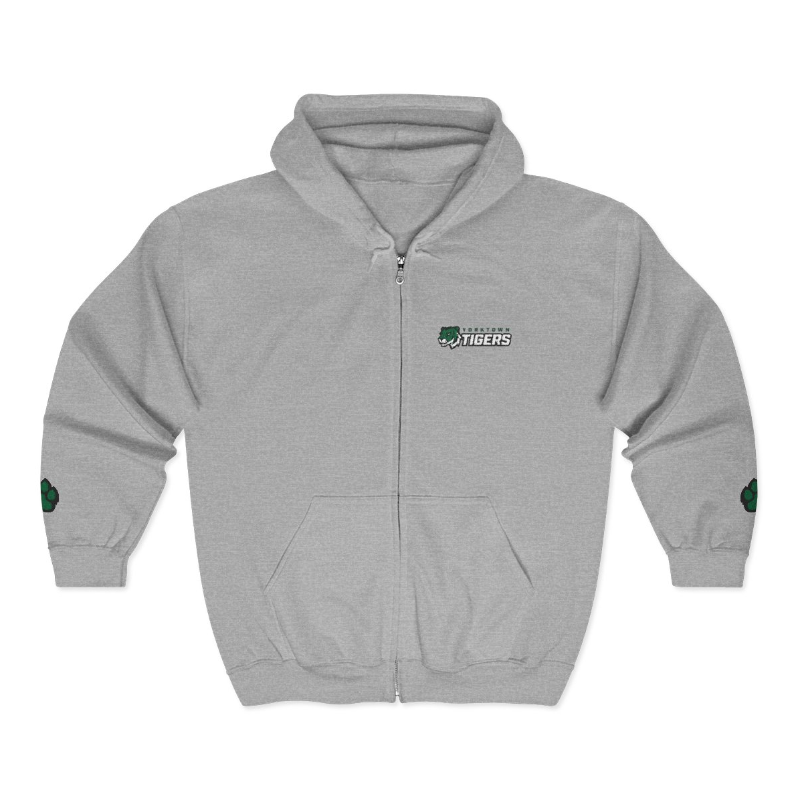 Tiger Logo Embroidered Full Zip Hoodie - Sport Grey (Unisex)