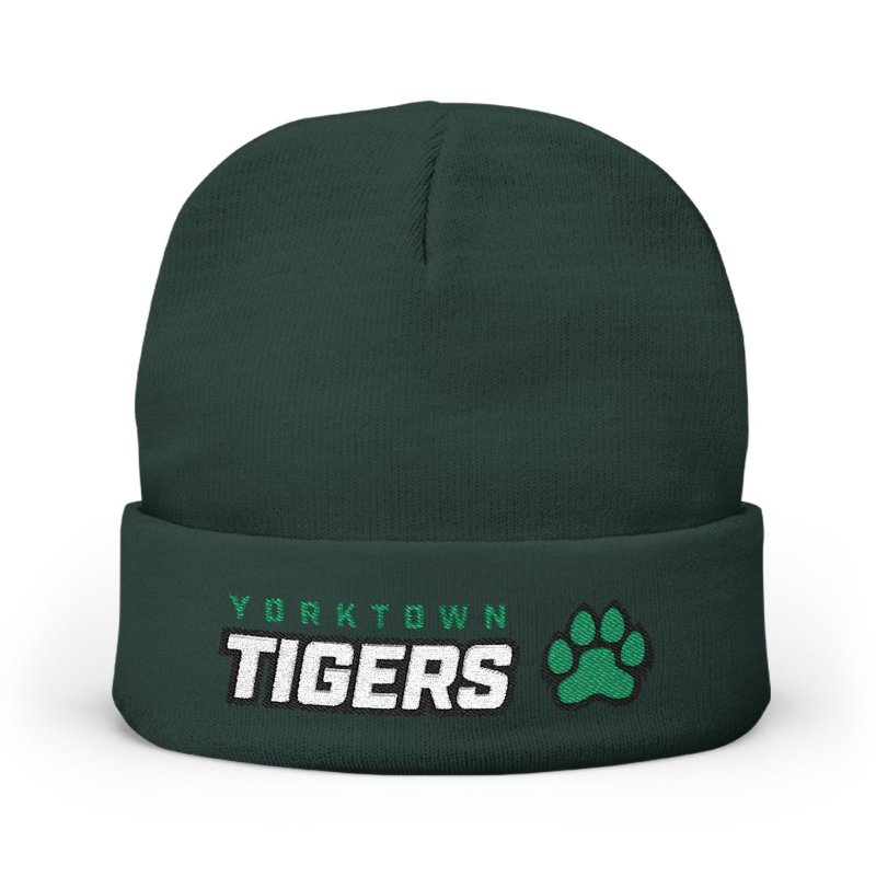 Tiger Embroidered Knit Beanie - Green