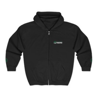 Tiger Logo Embroidered Full Zip Hoodie - Black (Unisex)