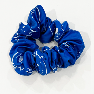 Royal blue white print Ollie scrunchie