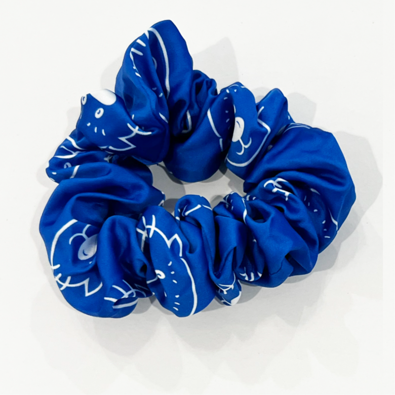 Royal blue white print Ollie scrunchie Main Image