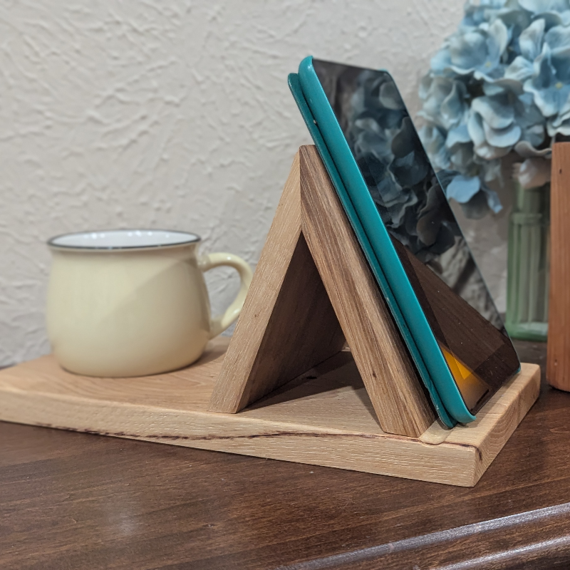 Pecan Book/Tablet Holder with Coaster - Thumbnail (Preview) 2