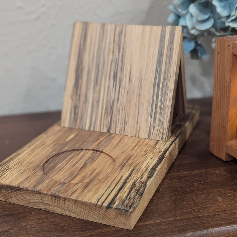 Spalted Pecan Book/Tablet Holder with Coaster - Thumbnail (Preview) 3