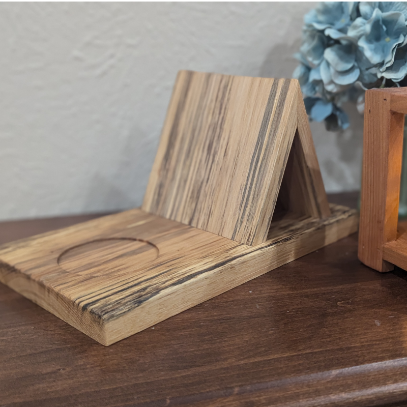 Spalted Pecan Book/Tablet Holder with Coaster - Thumbnail (Preview) 2