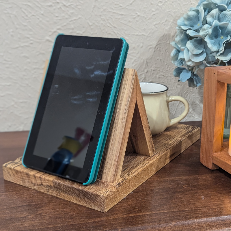 Spalted Pecan Book/Tablet Holder with Coaster - Thumbnail (Preview) 4