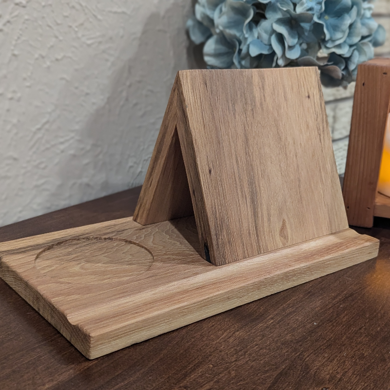 Pecan Book/Tablet Holder with Coaster - Thumbnail (Preview) 4