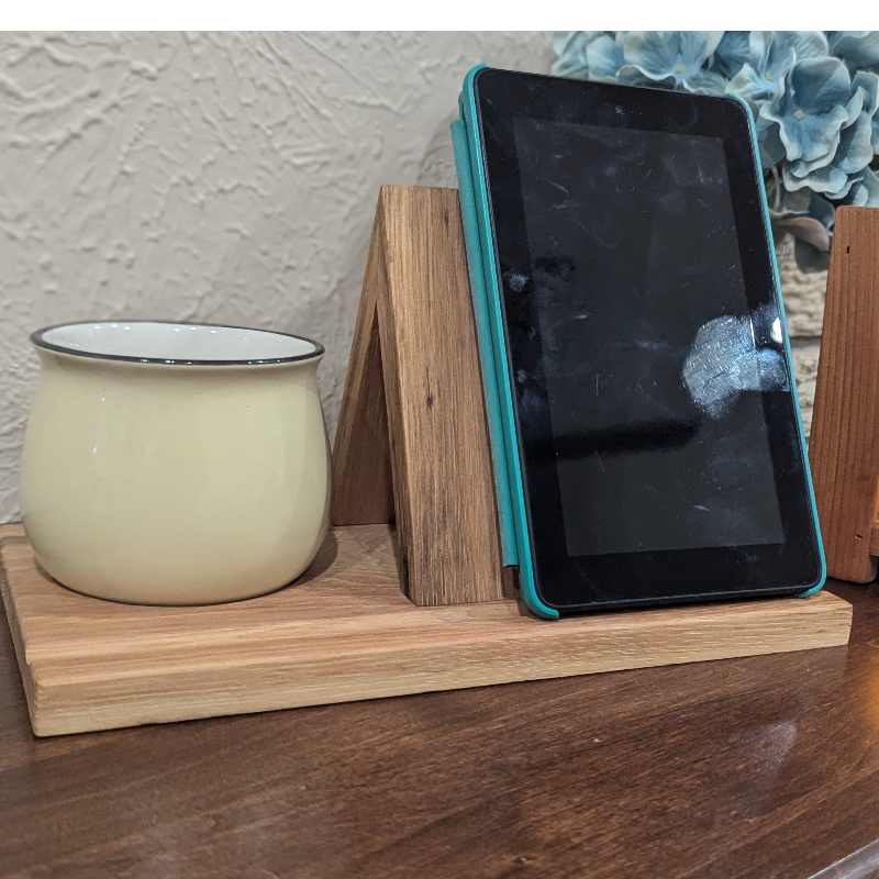 Pecan Book/Tablet Holder with Coaster Main Image