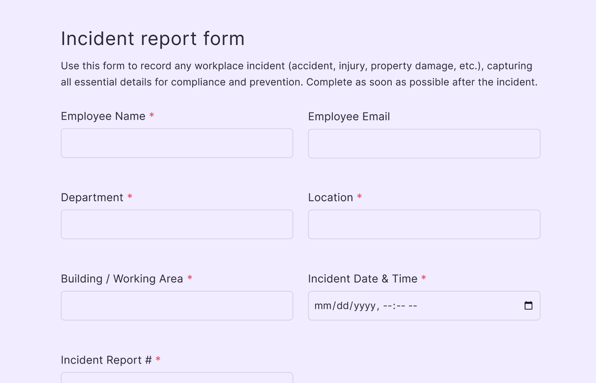 Incident report form