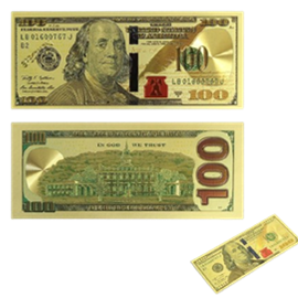 SMALL GOLDEN $100 BILL MAGNET(BY DOZEN) 376802