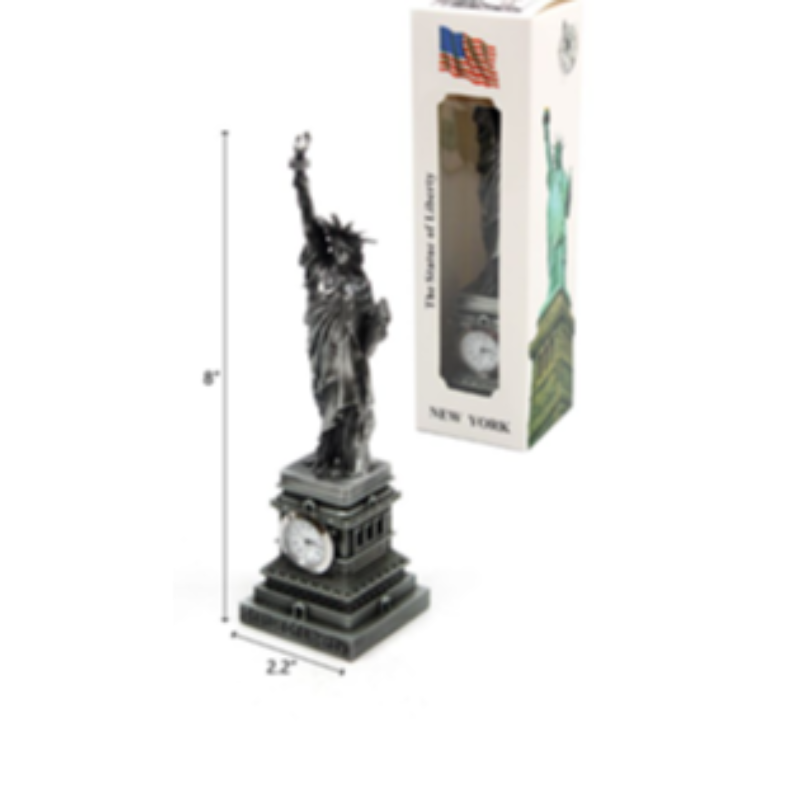 8" SILVER STATUE OF LIBERTY WITH CLOCK 375750