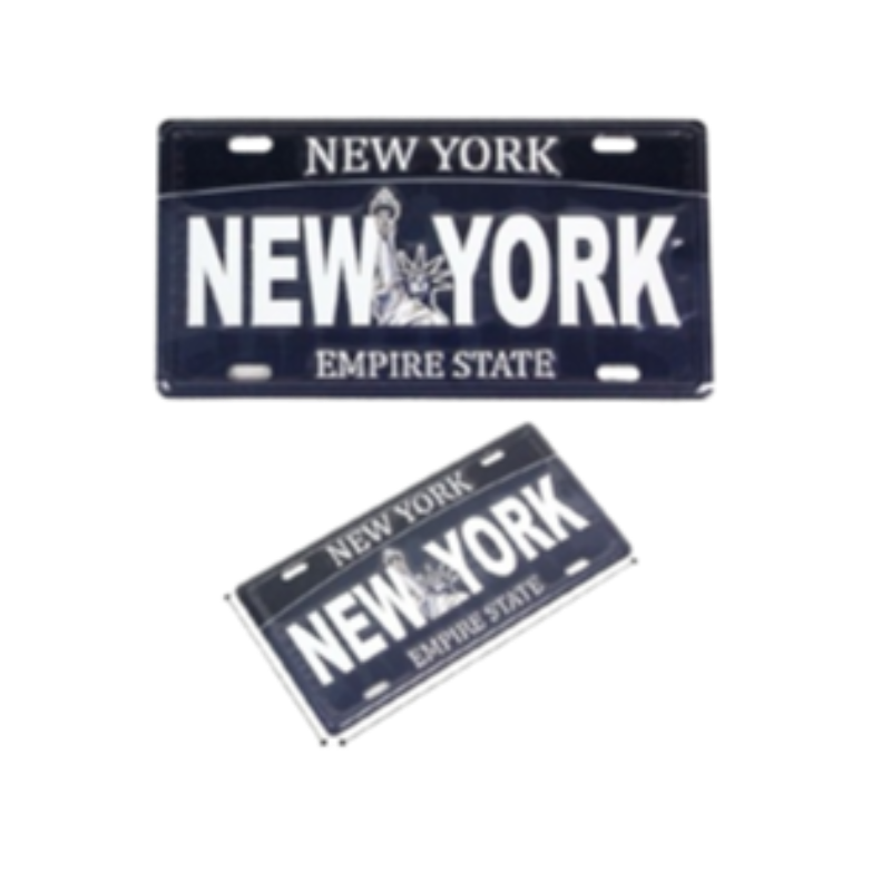 New York Navy / White License Plate 376765 