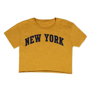 NEW YORK CROP TOP MUSTARD YELLOW/BLACK PRINT NYL-009YB