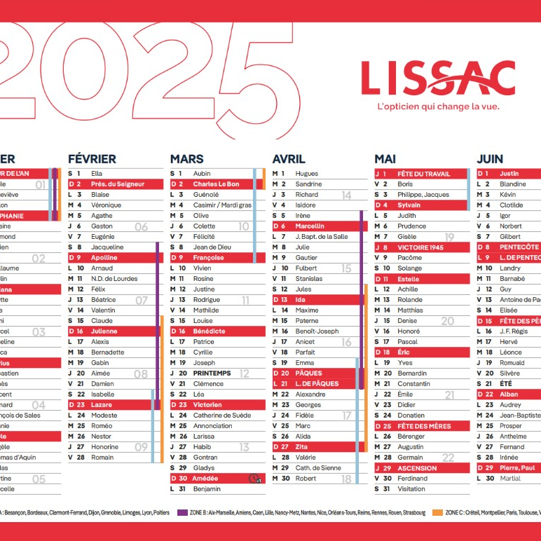 (D015898)CALENDRIER 2025 LIE