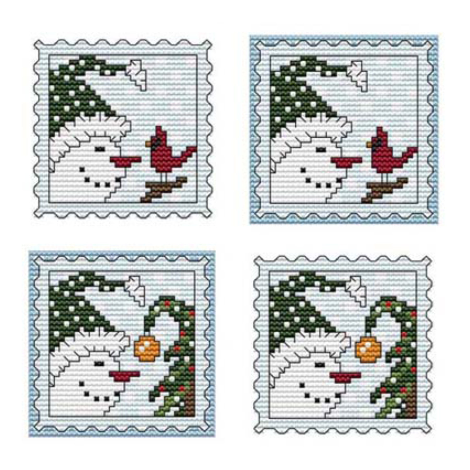 STAMP IT SERIES - SNOWMAN BIRD AND ORNAMENT Counted Cross Stitch Chart Main Image