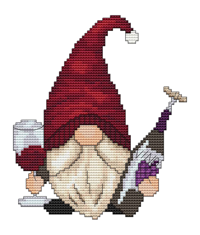 THIRSTY WINE GNOME Counted Cross Stitch Chart Main Image