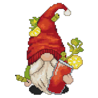 THIRSTY BLOODY MARY GNOME Counted Cross Stitch Chart