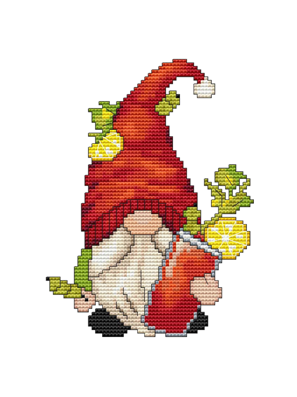 THIRSTY BLOODY MARY GNOME Counted Cross Stitch Chart Main Image