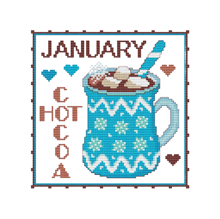 YEAR OF MUGS - JANUARY Counted Cross Stitch Chart Main Image