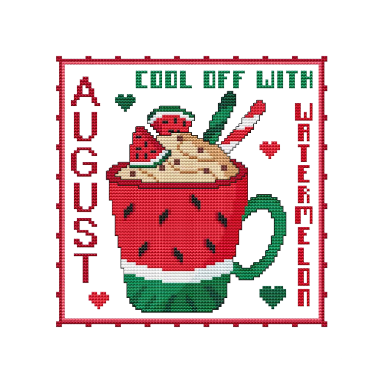 YEAR OF MUGS - AUGUST Counted Cross Stitch Chart Main Image