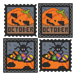 STAMP IT SERIES - HALLOWEEN CANDY AND OCTOBER Counted Cross Stitch Chart