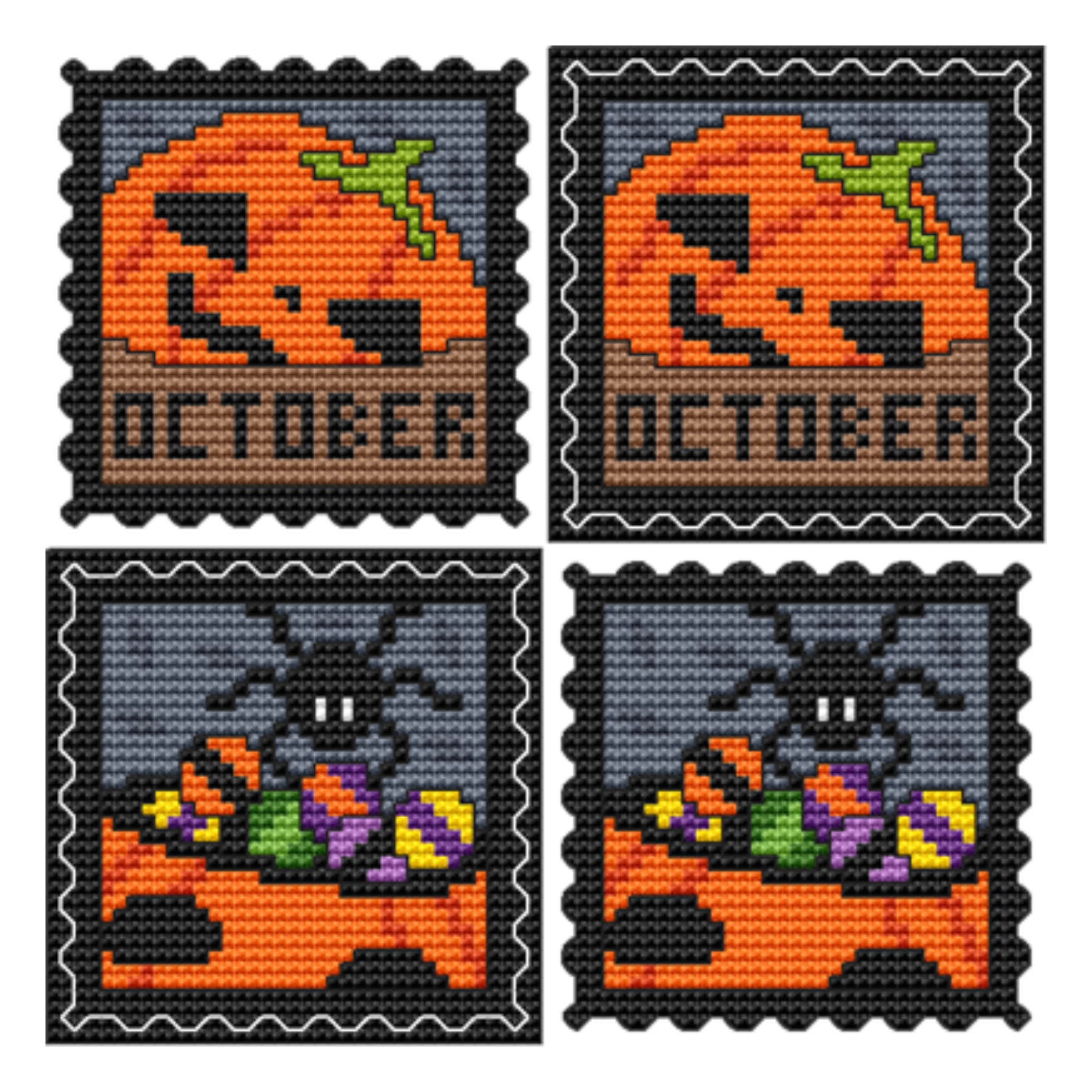 STAMP IT SERIES - HALLOWEEN CANDY AND OCTOBER Counted Cross Stitch Chart Main Image