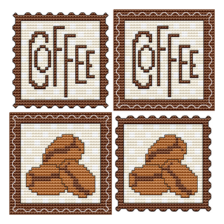 STAMP IT SERIES - COFFEE AND COFFEE BEANS Counted Cross Stitch Chart