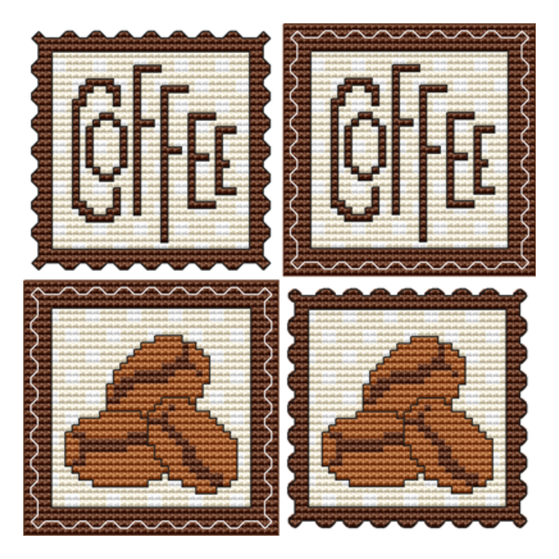 STAMP IT SERIES - COFFEE AND COFFEE BEANS Counted Cross Stitch Chart Main Image