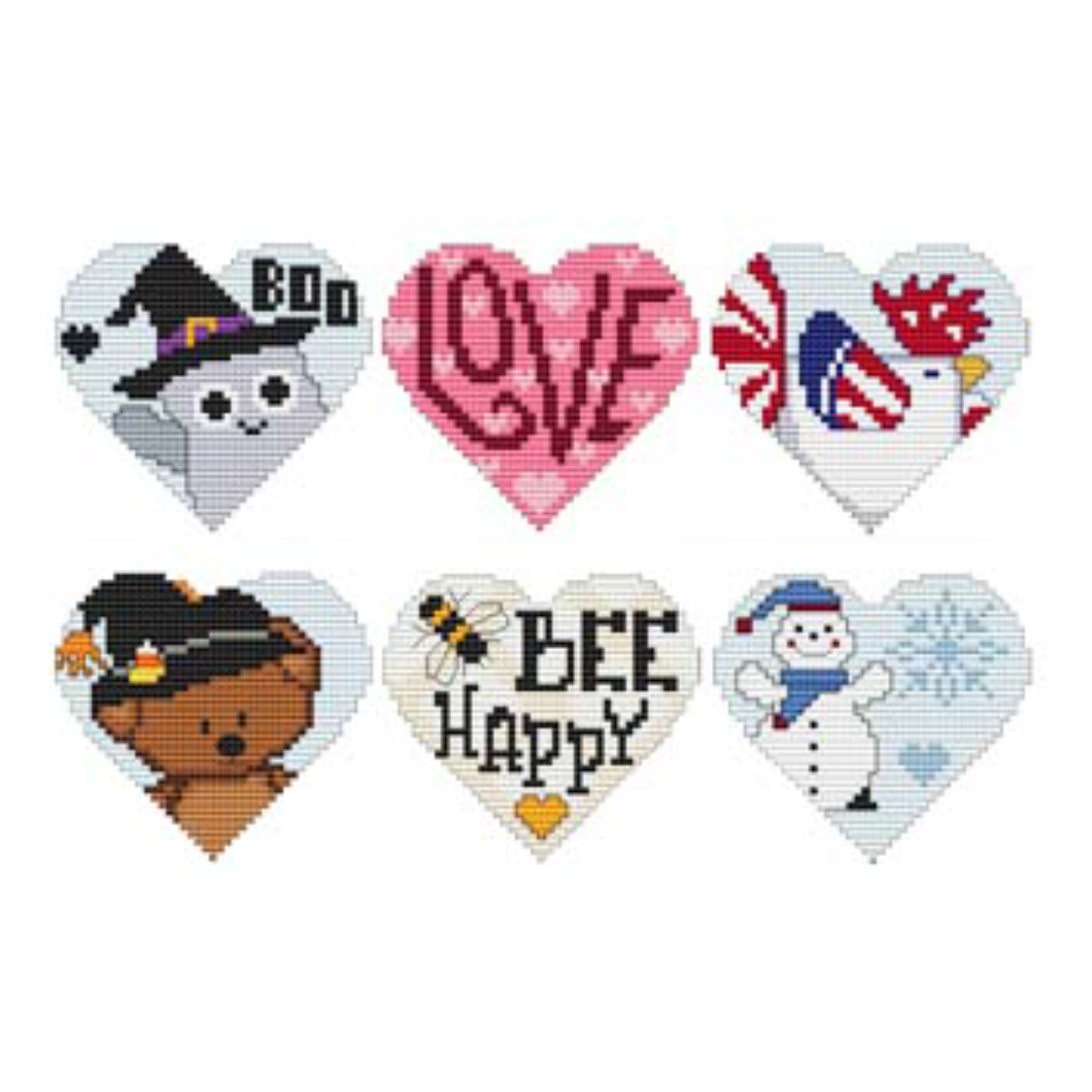 HEART 6 PACK Counted Cross Stitch Chart Main Image